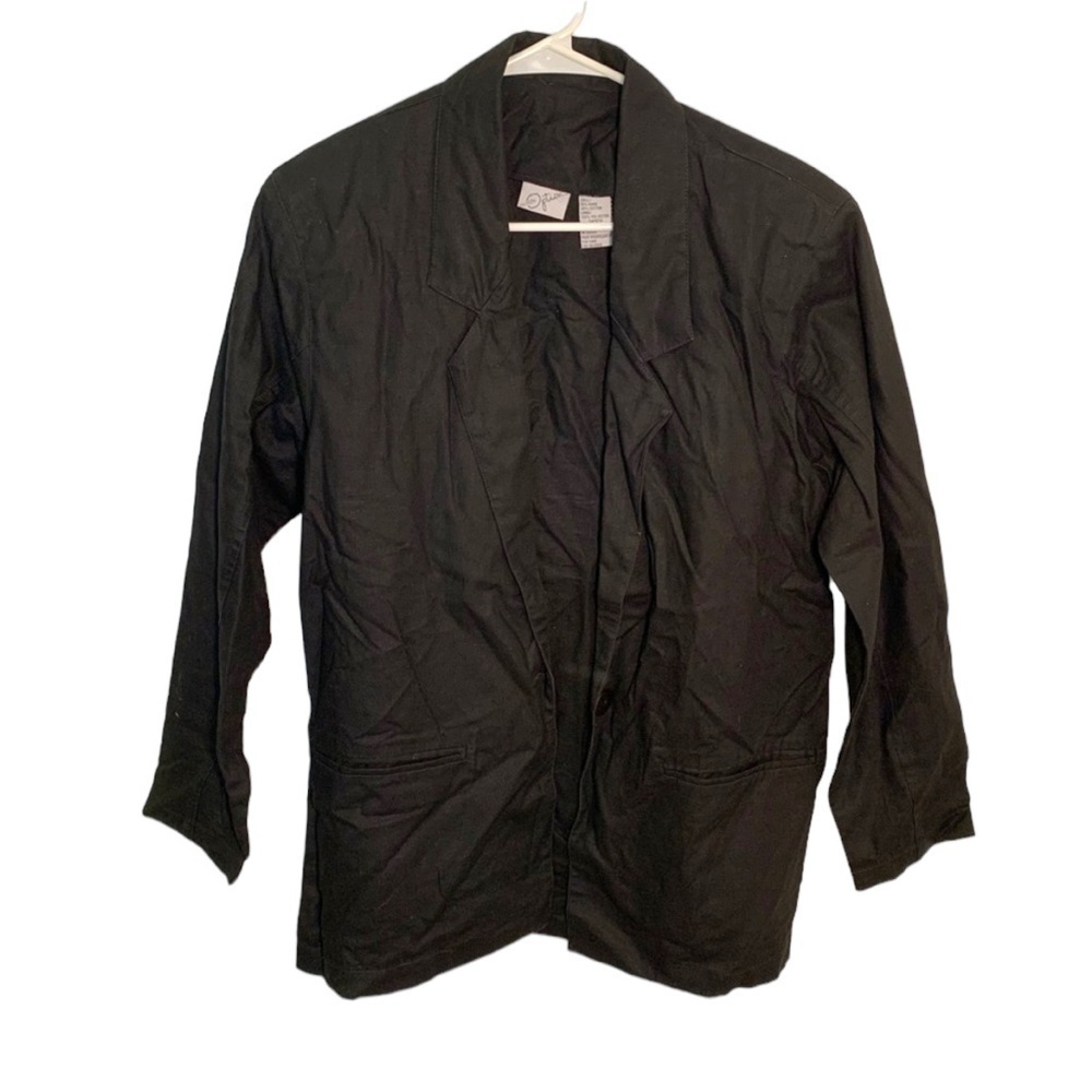 Vintage Fashion Options Women's Size Small One Button Blazer Black Shoulder Pads